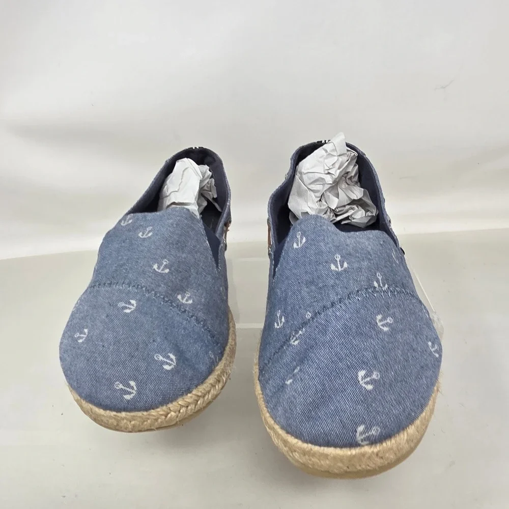 Nautica Rudder 2 Espadrille Flats Women 6 Blu Anchor Print Nautical Slip On Shoe